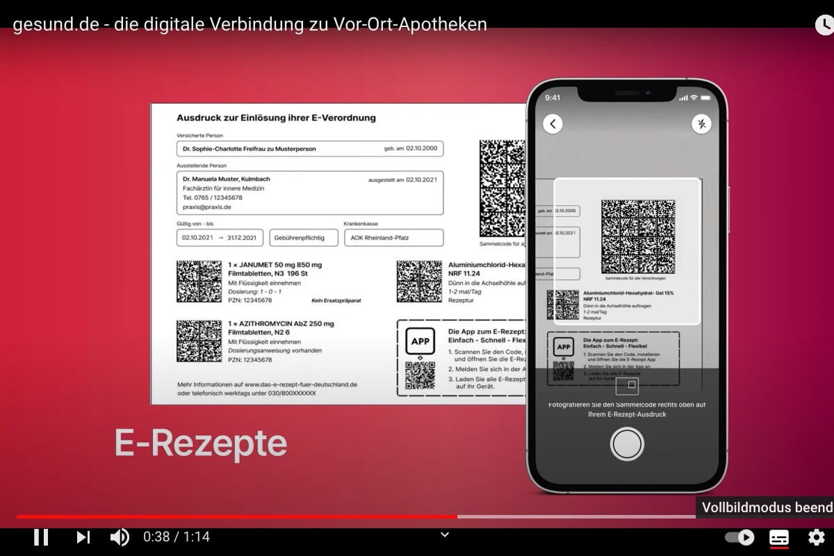 Die ersten Ansichten des Online-Marktplatzes und der App von Gesund.de zeigt ein Video-Spot auf Youtube. (Foto: Screenshot)