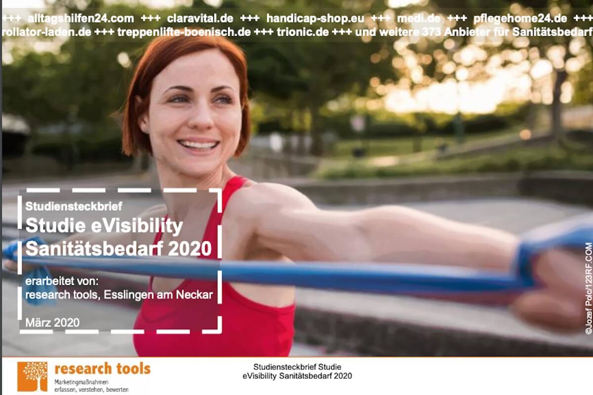 Das Martkforschungs-Unternehmen Research Tools nahm die Online-Sichtbarkeit von Sanitätsbedarf-Anbietern unter die Lupe. (Screenshot: Research Tools)