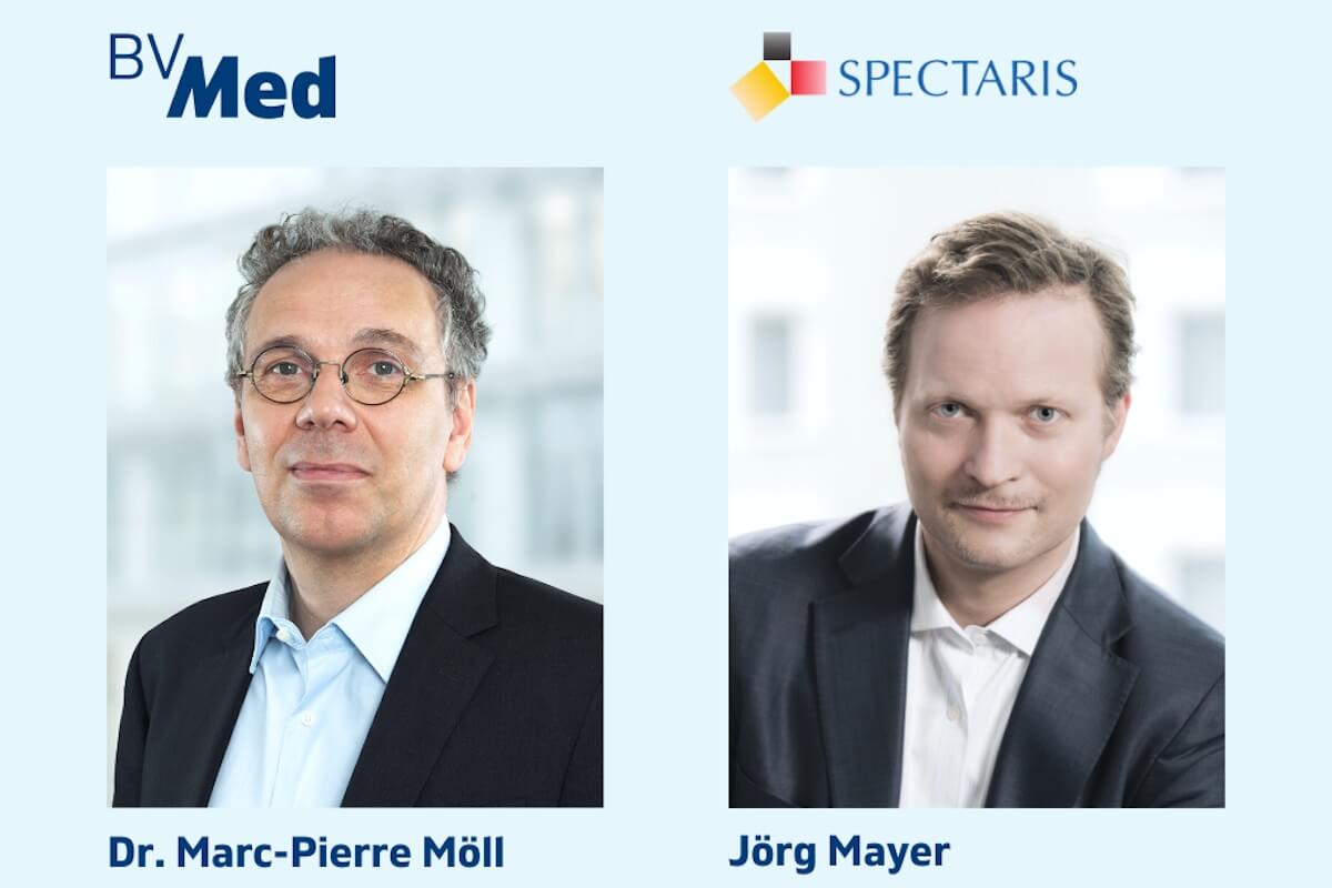 BVMed-Geschäftsführer Dr. Marc-Pierre Möll und Spectaris-Geschäftsführer Jörg Mayer (Fotos: BVMed/Spectaris)