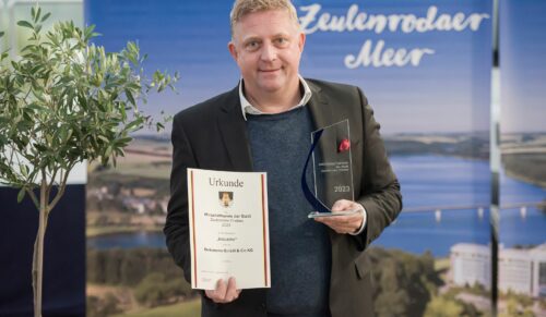 Strahlender Gewinner: Berkemann-CEO Thomas Bauerfeind nahm den Preis entgegen. (Foto: Berkemann)